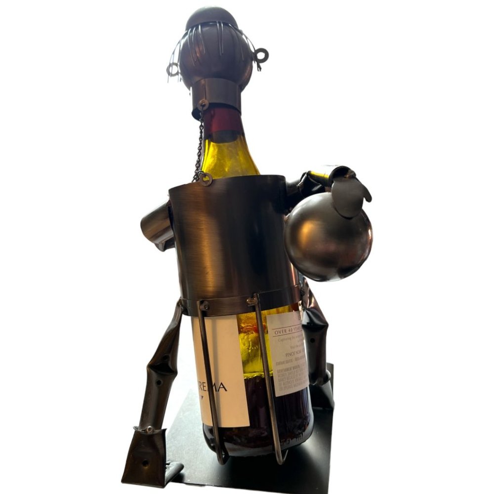 BOWLER Wine Bottle Holder Storage Caddy Recycled Metal Steel Olive Oil Vinegar - Picture 7 of 14